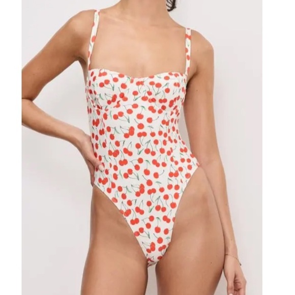 Good American Cherry Print One-Piece Swimsuit - Picture 1 of 6